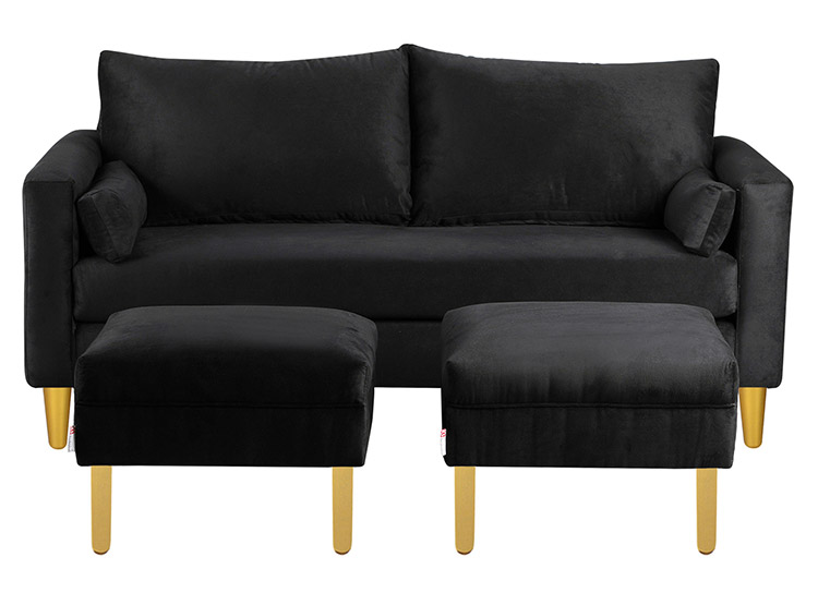 SET DE MUEBLES BODEVIR SOFÁ SKY 3 CUERPOS FELPA + POUFS - 1