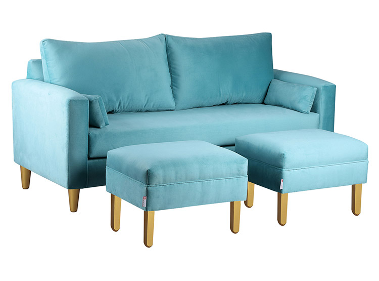 SET DE MUEBLES BODEVIR SOFÁ SKY 3 CUERPOS FELPA + POUFS - 2