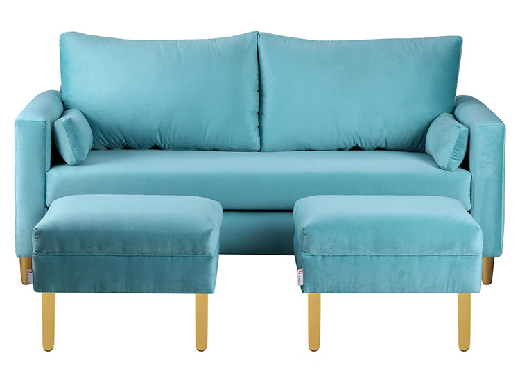 SET DE MUEBLES BODEVIR SOFÁ SKY 3 CUERPOS FELPA + POUFS - 1