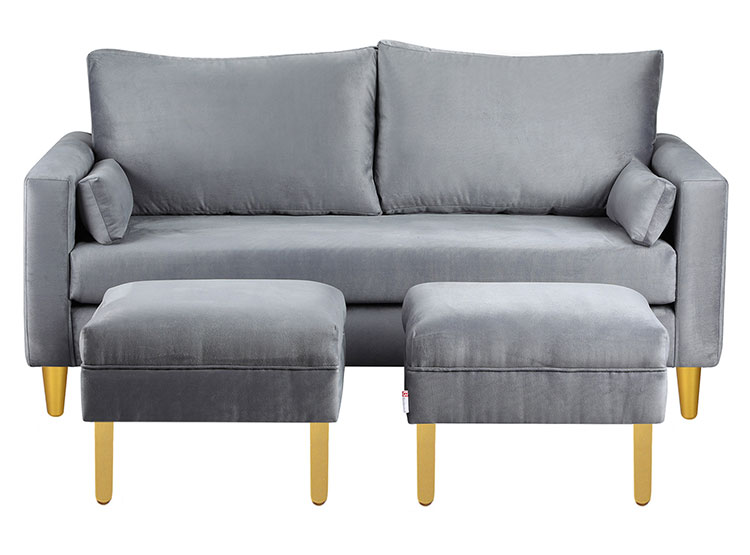 SET DE MUEBLES BODEVIR SOFÁ SKY 3 CUERPOS FELPA + POUFS