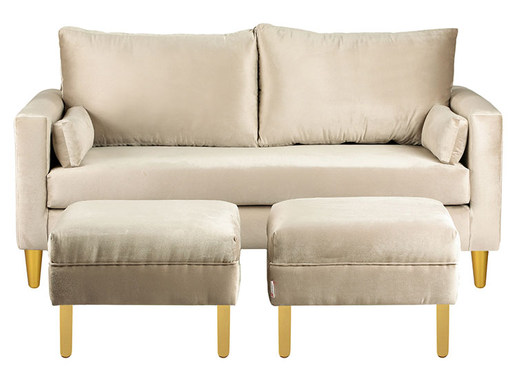 SET DE MUEBLES BODEVIR SOFÁ SKY 3 CUERPOS FELPA + POUFS