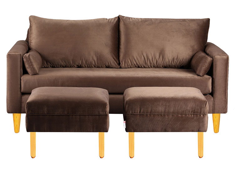 SET DE MUEBLES BODEVIR SOFÁ SKY 3 CUERPOS FELPA + POUFS