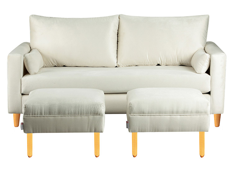 SET DE MUEBLES BODEVIR SOFÁ SKY 3 CUERPOS FELPA + POUFS