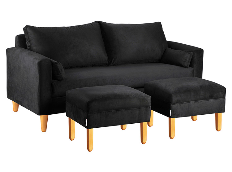 SET DE MUEBLES BODEVIR SOFÁ SKY 3 CUERPOS FELPA + POUFS - 2