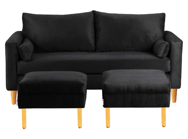 SET DE MUEBLES BODEVIR SOFÁ SKY 3 CUERPOS FELPA + POUFS - 1