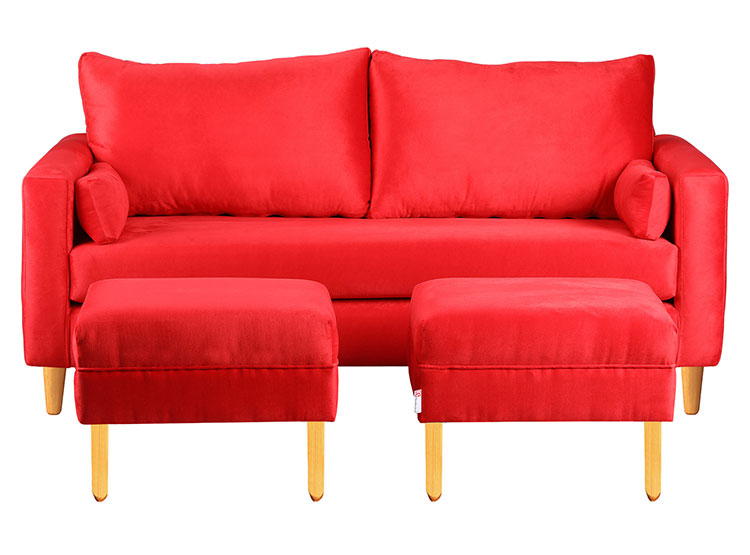 SET DE MUEBLES BODEVIR SOFÁ SKY 3 CUERPOS FELPA + POUFS - 1