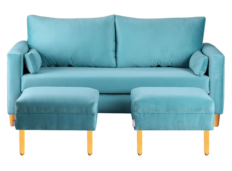 SET DE MUEBLES BODEVIR SOFÁ SKY 3 CUERPOS FELPA + POUFS