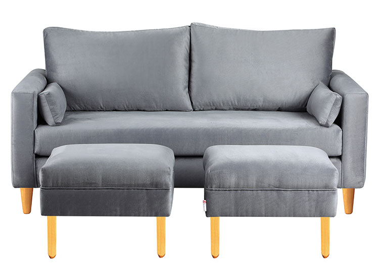 SET DE MUEBLES BODEVIR SOFÁ SKY 3 CUERPOS FELPA + POUFS