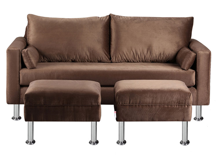 SET DE MUEBLES BODEVIR SOFÁ SKY 3 CUERPOS FELPA + POUFS - 1