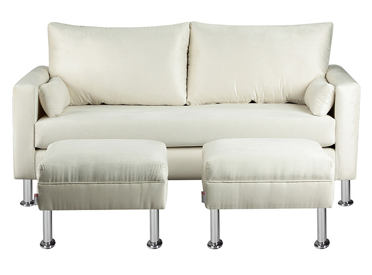 SET DE MUEBLES BODEVIR SOFÁ SKY 3 CUERPOS FELPA + POUFS