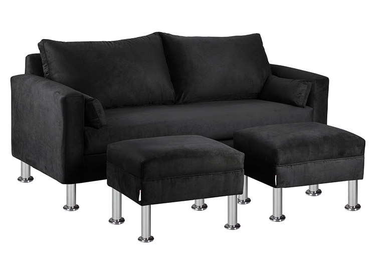 SET DE MUEBLES BODEVIR SOFÁ SKY 3 CUERPOS FELPA + POUFS - 2