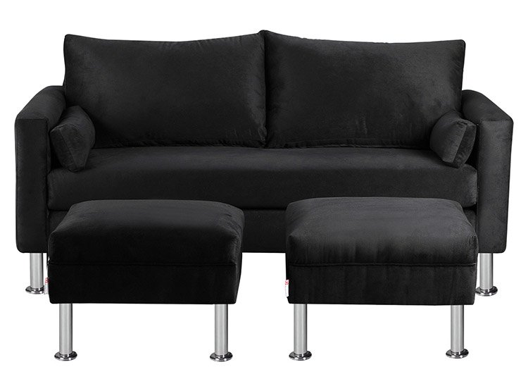 SET DE MUEBLES BODEVIR SOFÁ SKY 3 CUERPOS FELPA + POUFS