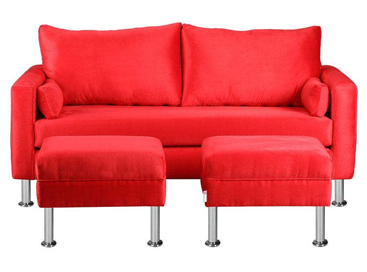 SET DE MUEBLES BODEVIR SOFÁ SKY 3 CUERPOS FELPA + POUFS