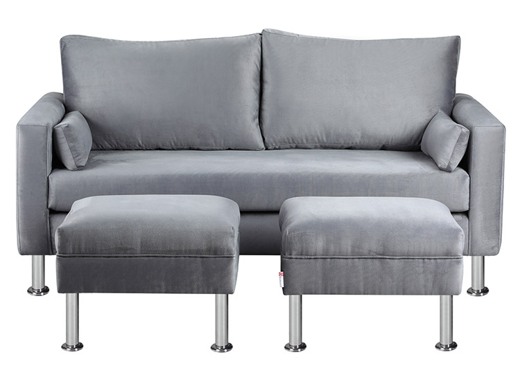 SET DE MUEBLES BODEVIR SOFÁ SKY 3 CUERPOS FELPA + POUFS