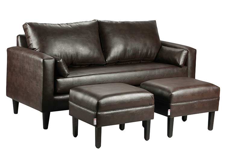 SET DE MUEBLES BODEVIR SOFÁ SKY PU 3 CUERPOS + POUFS - 2
