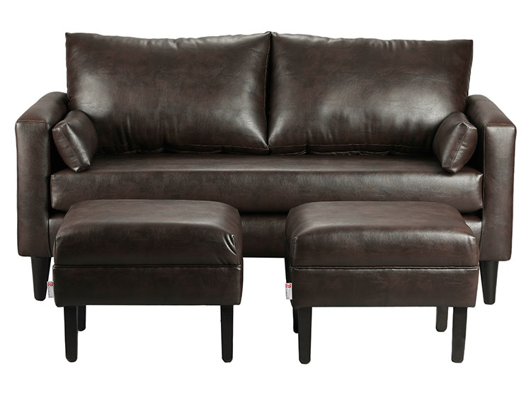 SET DE MUEBLES BODEVIR SOFÁ SKY PU 3 CUERPOS + POUFS - 1