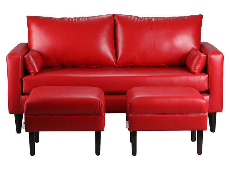 SET DE MUEBLES BODEVIR SOFÁ SKY PU 3 CUERPOS + POUFS