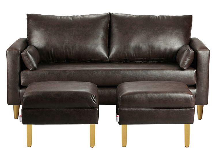 SET DE MUEBLES BODEVIR SOFÁ SKY PU 3 CUERPOS + POUFS