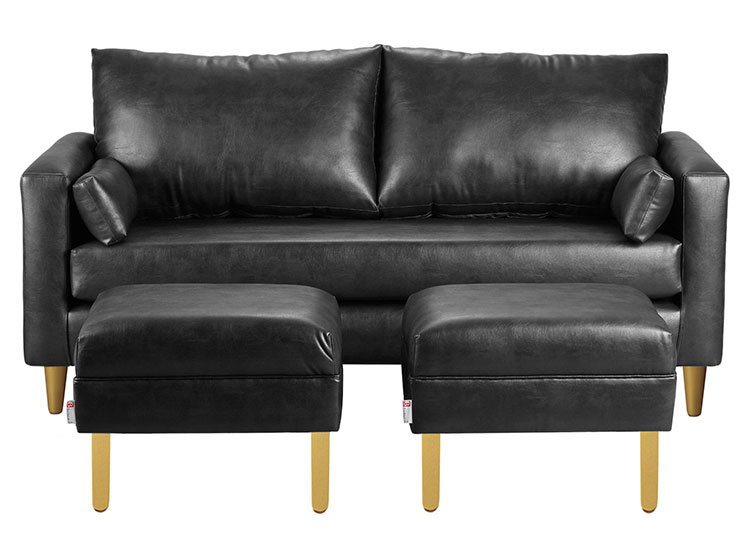 SET DE MUEBLES BODEVIR SOFÁ SKY PU 3 CUERPOS + POUFS - 1