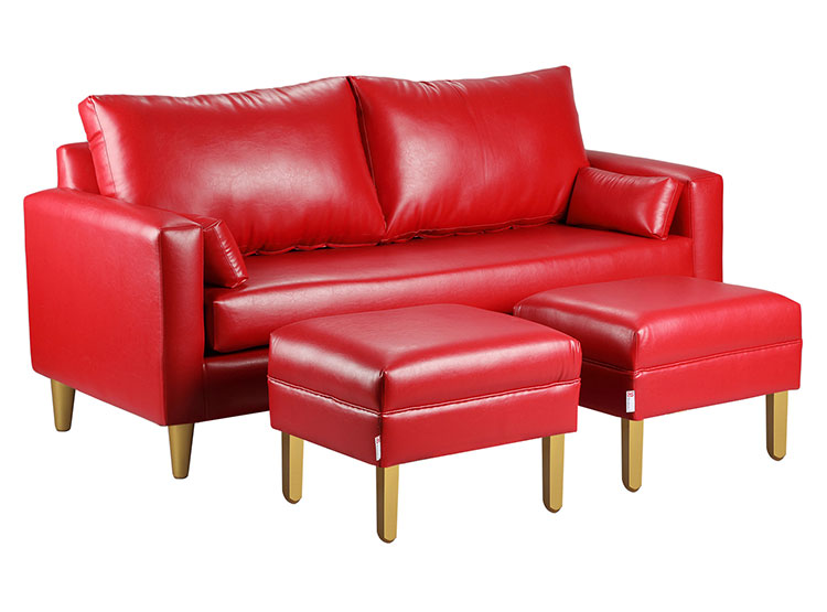 SET DE MUEBLES BODEVIR SOFÁ SKY PU 3 CUERPOS + POUFS - 2