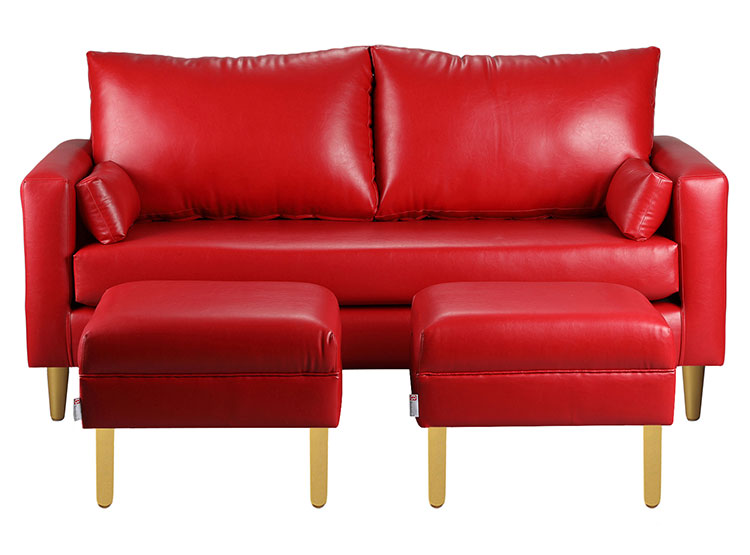 SET DE MUEBLES BODEVIR SOFÁ SKY PU 3 CUERPOS + POUFS - 1