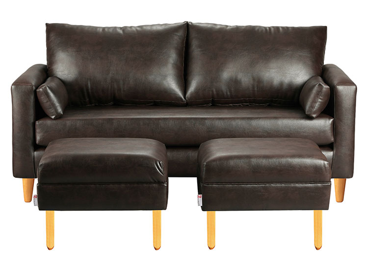 SET DE MUEBLES BODEVIR SOFÁ SKY PU 3 CUERPOS + POUFS