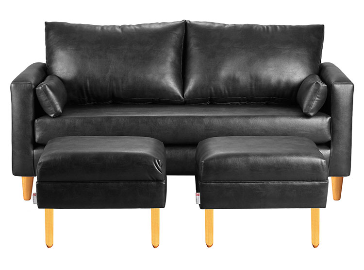 SET DE MUEBLES BODEVIR SOFÁ SKY PU 3 CUERPOS + POUFS