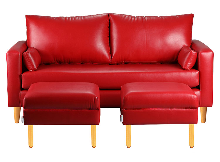 SET DE MUEBLES BODEVIR SOFÁ SKY PU 3 CUERPOS + POUFS - 1