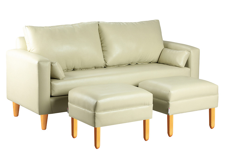 SET DE MUEBLES BODEVIR SOFÁ SKY PU 3 CUERPOS + POUFS - 2