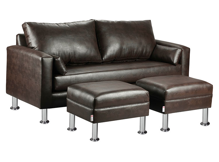 SET DE MUEBLES BODEVIR SOFÁ SKY PU 3 CUERPOS + POUFS - 2