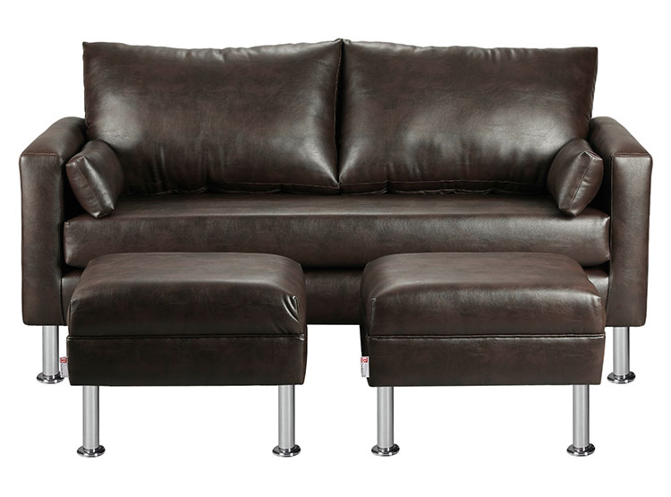 SET DE MUEBLES BODEVIR SOFÁ SKY PU 3 CUERPOS + POUFS - 1