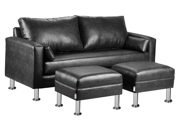 SET DE MUEBLES BODEVIR SOFÁ SKY PU 3 CUERPOS + POUFS - 2