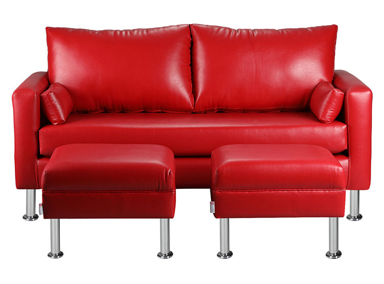 SET DE MUEBLES BODEVIR SOFÁ SKY PU 3 CUERPOS + POUFS - 1