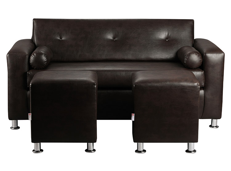 SET DE MUEBLES BODEVIR SOFÁ VIVO PU 3 CUERPOS + POUFS