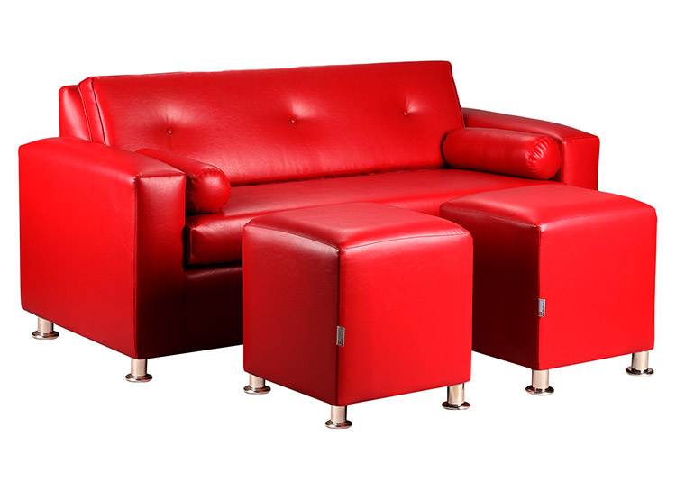 SET DE MUEBLES BODEVIR SOFÁ VIVO PU 3 CUERPOS + POUFS - 2