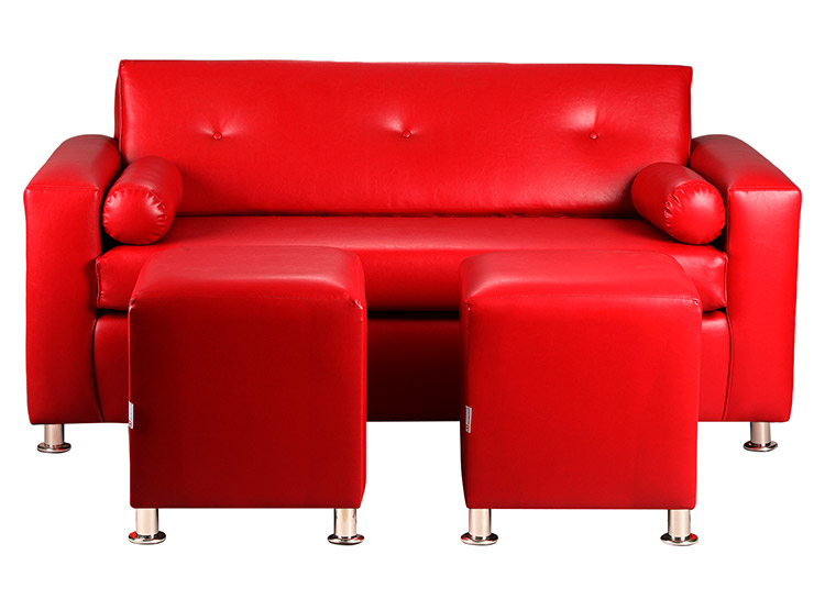 SET DE MUEBLES BODEVIR SOFÁ VIVO PU 3 CUERPOS + POUFS