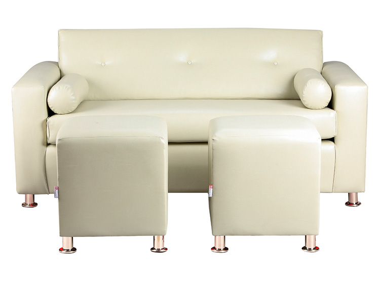 SET DE MUEBLES BODEVIR SOFÁ VIVO PU 3 CUERPOS + POUFS - 1