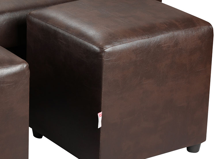 SET DE MUEBLES BODEVIR SOFÁ VIVO PU 3 CUERPOS CUERO + POUFS - 3