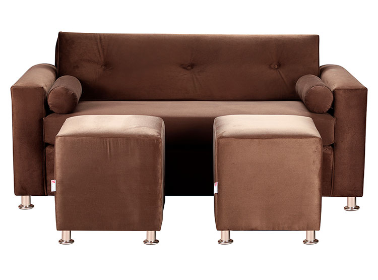 SET DE MUEBLES BODEVIR SOFÁ VIVO 3 CUERPOS FELPA + POUFS