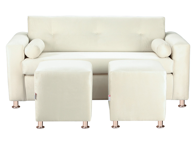 SET DE MUEBLES BODEVIR SOFÁ VIVO 3 CUERPOS FELPA + POUFS - 1
