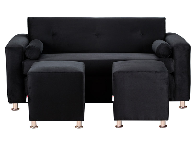SET DE MUEBLES BODEVIR SOFÁ VIVO 3 CUERPOS FELPA + POUFS - 1