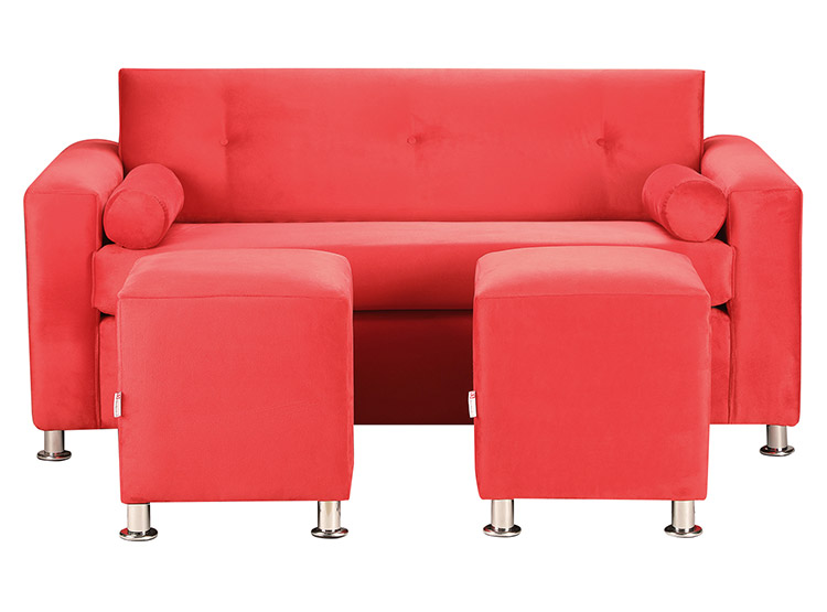 SET DE MUEBLES BODEVIR SOFÁ VIVO 3 CUERPOS FELPA + POUFS