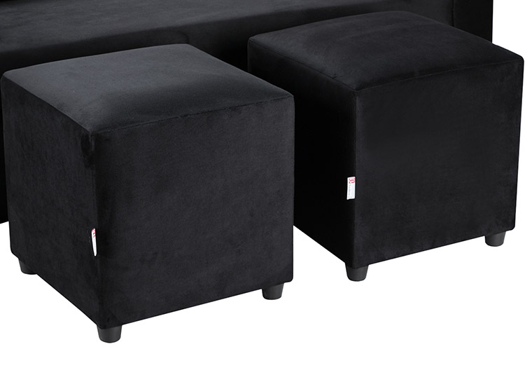 SET DE MUEBLES BODEVIR SOFÁ VIVO 3 CUERPOS FELPA + POUFS - 3
