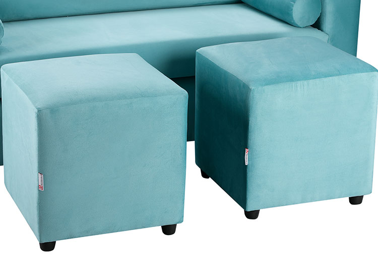 SET DE MUEBLES BODEVIR SOFÁ VIVO 3 CUERPOS FELPA + POUFS - 4