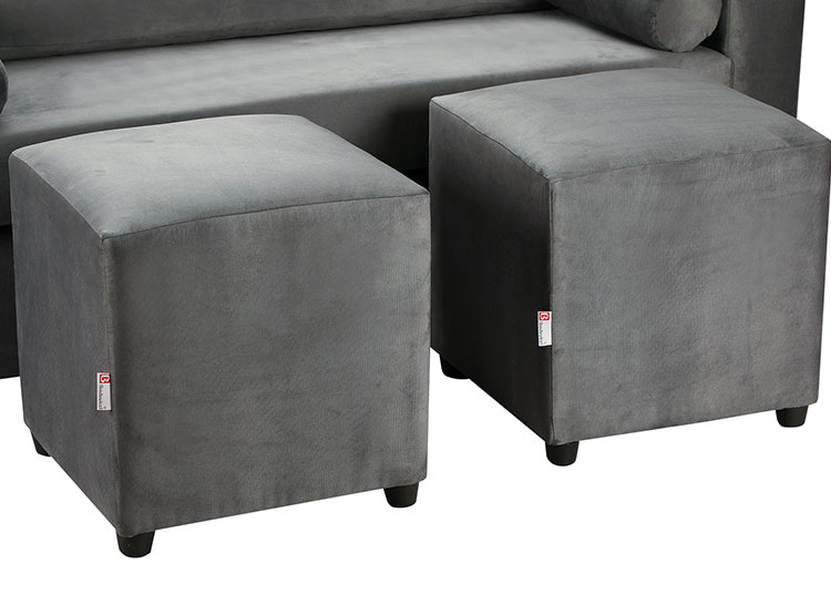SET DE MUEBLES BODEVIR SOFÁ VIVO 3 CUERPOS FELPA + POUFS - 4