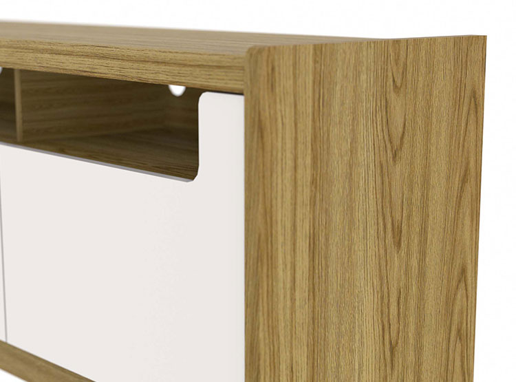 SET DECOCASA OSLO OFF WHITE CASTAÑO 2.2 PANEL + RACK - 5