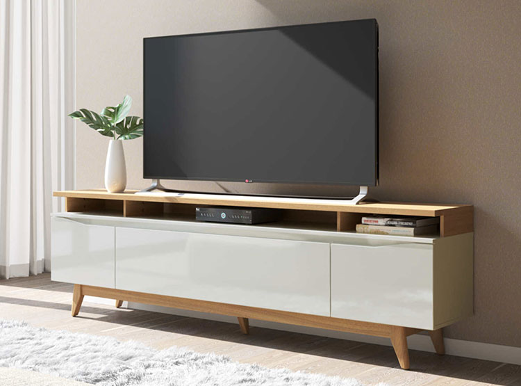 RACK PARA TV 75 PULGADAS FLYN DECOCASA STILO OFF 1.8 BLANCO - 4