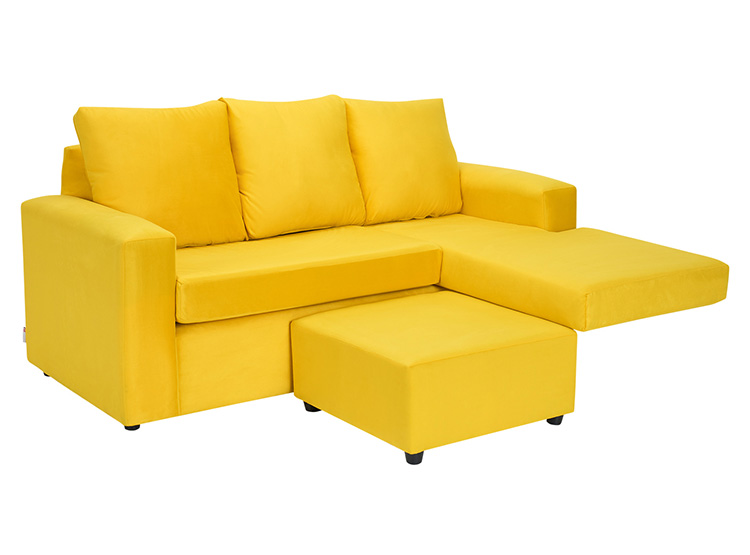 SET DE MUEBLES BODEVIR SOFÁ BI-L 3 CUERPOS + 2 POUFS - 4