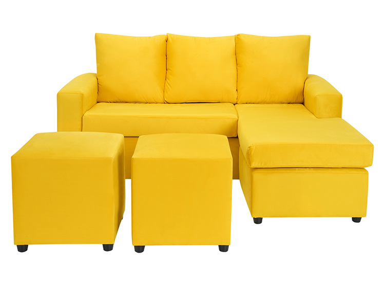 SET DE MUEBLES BODEVIR SOFÁ BI-L 3 CUERPOS + 2 POUFS