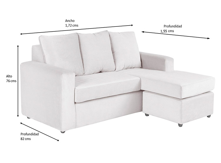 SET DE MUEBLES BODEVIR SOFÁ BI-L 3 CUERPOS + 2 POUFS - 7